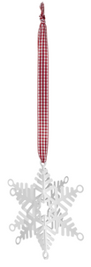 Snowflake Ornament with Red & White Gingham Ribbon (6pc ppk) by Ganz CX178217