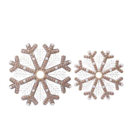 Wirework & Wood Beaded Snowflake Wall Decor (2 pc. set) by Ganz