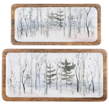 Load image into Gallery viewer, Rectangle Winter Birch Forest Serving Tray (2pc set) by Ganz CX186663