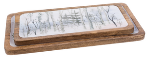 Rectangle Winter Birch Forest Serving Tray (2pc set) by Ganz CX186663