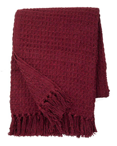 Red Textured Waffle Woven Throw by Ganz CX187113