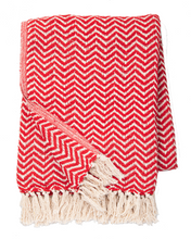 Load image into Gallery viewer, Red &amp; Natural Chevron Woven Throw by Ganz CX187115