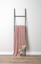 Load image into Gallery viewer, Red &amp; Natural Herringbone Stripe Woven Throw by Ganz CX187116