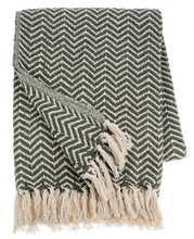 Load image into Gallery viewer, Green &amp; Natural Chevron Woven Throw by Ganz CX187127
