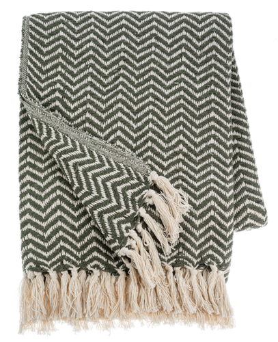 Green & Natural Chevron Woven Throw by Ganz CX187127