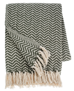 Green & Natural Chevron Woven Throw by Ganz CX187127