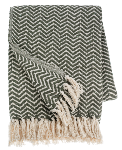 Green & Natural Chevron Woven Throw by Ganz CX187127
