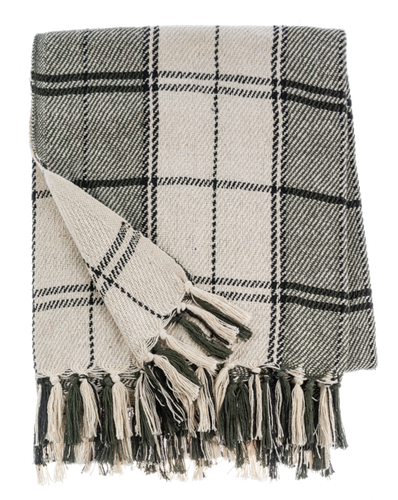 Green Plaid Woven Throw by Ganz CX195003