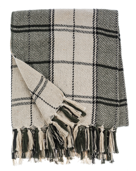 Green Plaid Woven Throw by Ganz CX195003