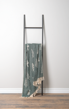 Load image into Gallery viewer, Green &amp; Natural Tree Pattern Woven Throw by Ganz CX195010