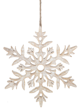 Load image into Gallery viewer, Small Whitewash Snowflake Ornament by Ganz CX195663