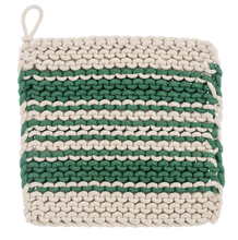 Load image into Gallery viewer, Cotton Crochet Red  Stripe Pot Holder (4pc set) by Ganz CX196973