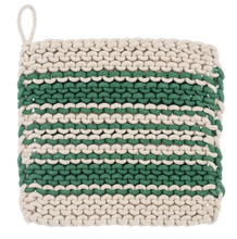 Load image into Gallery viewer, Cotton Crochet Red  Stripe Pot Holder (4pc set) by Ganz CX196973
