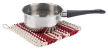 Load image into Gallery viewer, Cotton Crochet Red  Stripe Pot Holder (4pc set) by Ganz CX196973