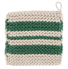 Load image into Gallery viewer, Cotton Crochet Red  Stripe Pot Holder (4pc set) by Ganz CX196973