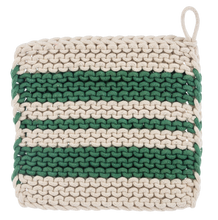 Load image into Gallery viewer, Cotton Crochet Red  Stripe Pot Holder (4pc set) by Ganz CX196973