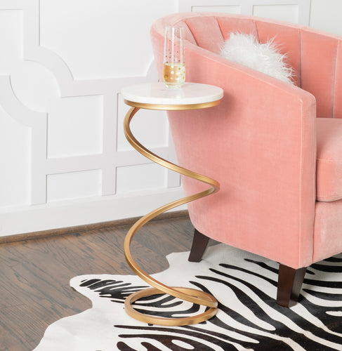 Gigi Spiral White Marble Drink Table by Linon/Powell 20A2041W
