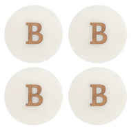 Round White Marble (4pc) Coaster with Letter B Inlay by Ganz CB182768