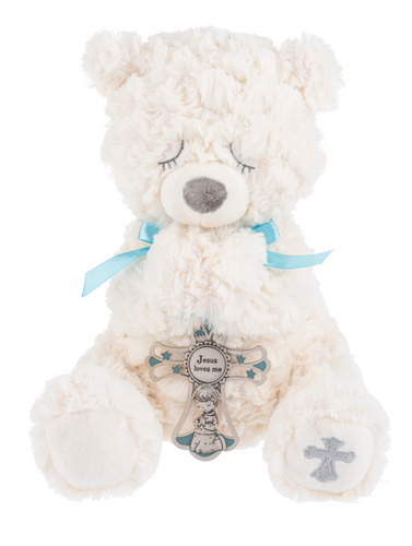 Serenity Bear with Cross (2pc set) by Ganz H15315 Blue