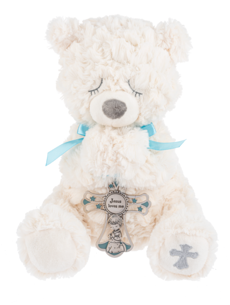 Serenity Bear with Cross (2pc set) by Ganz H15315 Blue