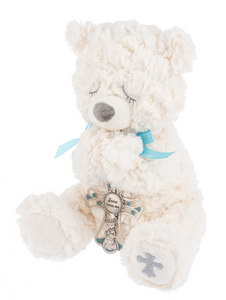 Serenity Bear with Cross (2pc set) by Ganz H15315 Blue