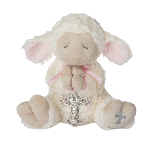 Serenity Lamb with Cross (2pc set) by Ganz HE10233 Pink