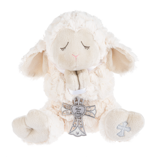 Serenity Lamb with Cross (2pc set) by Ganz HE10485 White