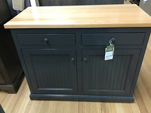 Load image into Gallery viewer, Poplar Kitchen Island with Flip-Up Oak Top by American Heartland 75115GY Grey