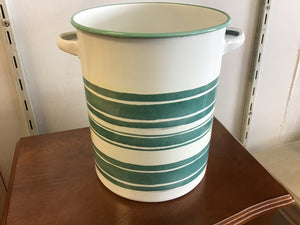 Sage & White Striped Enamel Container with Handles by Ganz CB177208