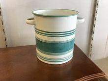 Load image into Gallery viewer, Sage &amp; White Striped Enamel Container with Handles by Ganz CB177208
