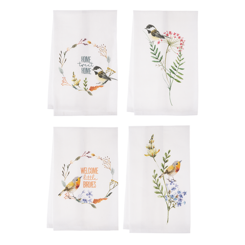 Wildflower & Bird Tea Towel by Ganz ME172481