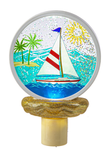 Load image into Gallery viewer, Sailboat LED Shimmer Disk Night Light by Ganz ME178415