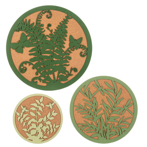 Botanical Insect 3 piece Plant Coaster Set by Ganz MG194903