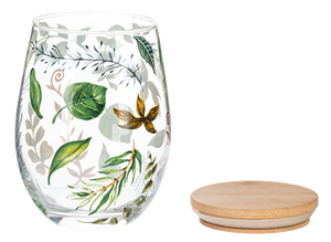 Botanical Floral Stemless Wine Tumbler (4pc ppk) by Ganz MG194910