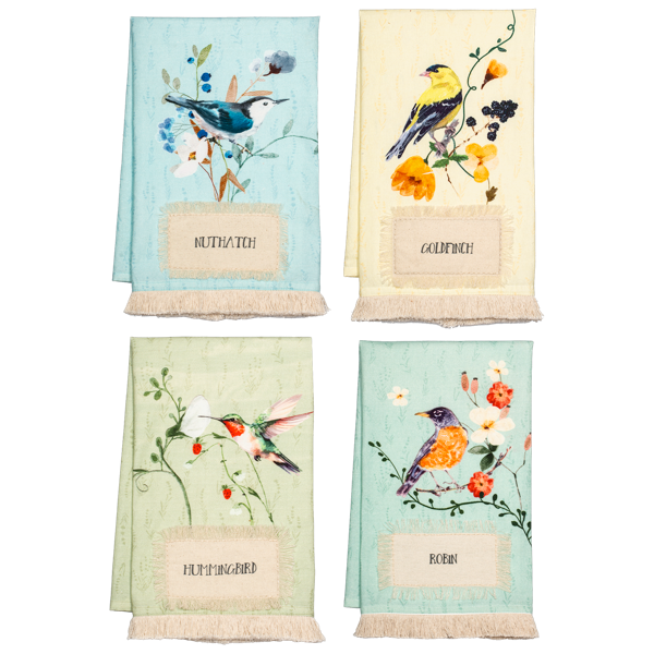 Embroidered Bird Tea Towels by Ganz MG194955