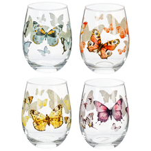 Load image into Gallery viewer, Butterfly Stemless Wine Glasses (4pc ppk) by Ganz MG195005