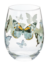 Load image into Gallery viewer, Butterfly Stemless Wine Glasses (4pc ppk) by Ganz MG195005