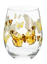 Load image into Gallery viewer, Butterfly Stemless Wine Glasses (4pc ppk) by Ganz MG195005