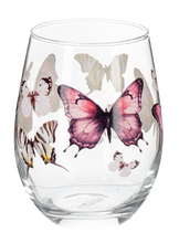 Load image into Gallery viewer, Butterfly Stemless Wine Glasses (4pc ppk) by Ganz MG195005