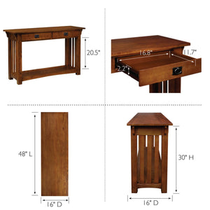 Mission Impeccable Console Sofa Table by Design House 8233 Medium Oak