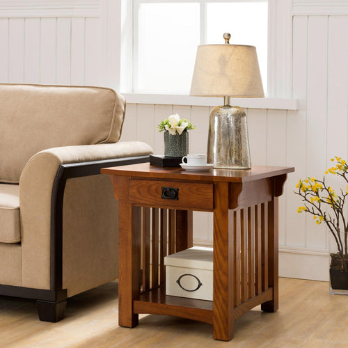 Mission Impeccable End Table by Design House 8207 Medium Oak