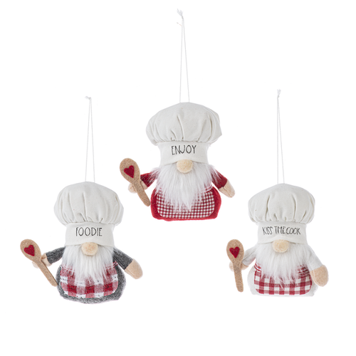 Gnome Chef Ornaments - Gather, Eat, Drink 3pc by Ganz MX183514