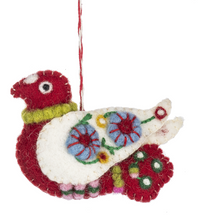 Load image into Gallery viewer, Stitched Red &amp; White w/ Flower Bird Ornaments (6pc ppk) by Ganz MX184300