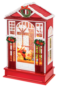 LED Light Up Shimmer Christmas House Figurine by Ganz MX188603