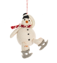 Load image into Gallery viewer, Wool Snowman Skating Ornaments (3pc ppk) by Ganz MX189833