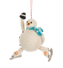 Load image into Gallery viewer, Wool Snowman Skating Ornaments (3pc ppk) by Ganz MX189833