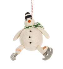 Load image into Gallery viewer, Wool Snowman Skating Ornaments (3pc ppk) by Ganz MX189833