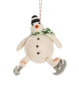 Wool Snowman Skating Ornaments (3pc ppk) by Ganz MX189833