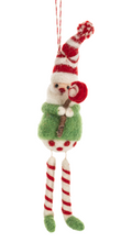 Load image into Gallery viewer, Wool Santa w/ Dangle Leg Ornaments (3pc) by Ganz MX189839