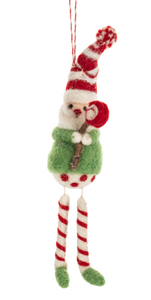 Wool Santa w/ Dangle Leg Ornaments (3pc) by Ganz MX189839